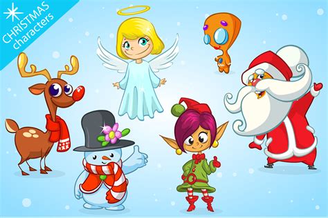 Christmas Cartoon Characters. Vector illustration By drawkman ...