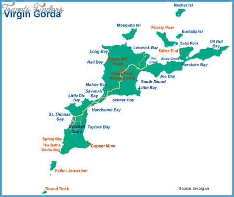 Virgin Gorda Map - TravelsFinders.Com