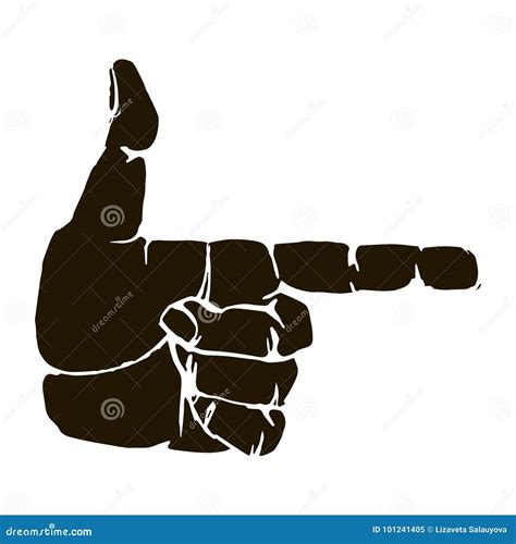 Black Silhouette Realistic Pointing Finger Hand Gesture Icon Graphic ...