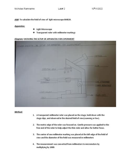 AIM - To Calculate The Field of View of Light Microscope BM024 | PDF ...