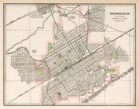 Map of Birmingham alabama Old Map Fine Reproduction | Etsy