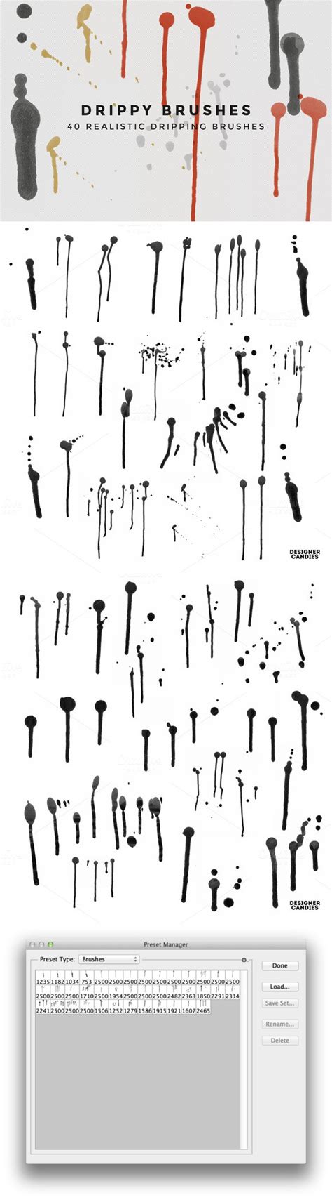 Drippy Brushes - 40 Dripping Brushes | Brush, Photoshop brushes, Photoshop