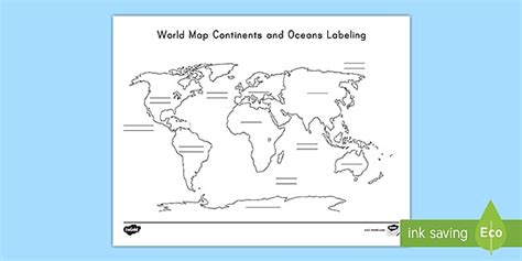 Continents and Oceans Blank Map for Kids | Twinkl USA