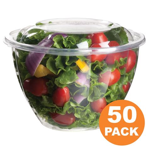 Clear Plastic Bowl With Dome Lids for Salads Fruits Parfaits, 48oz ...