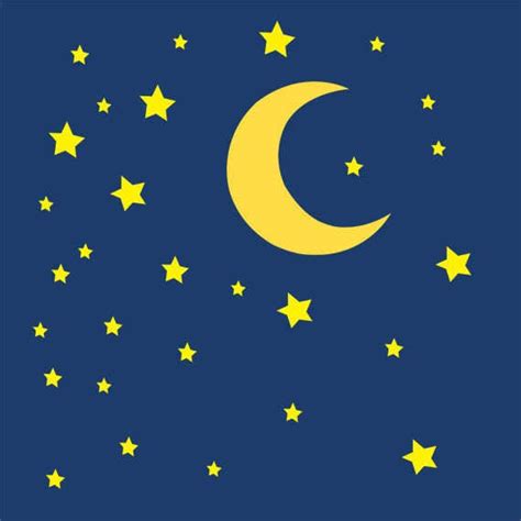 Sleeping Moon and Stars in the Night Sky Clip Art Collection, Sweet ...