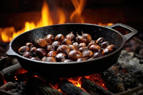 Premium AI Image | Chestnuts Roasting In Pan Over An Open Fire ...