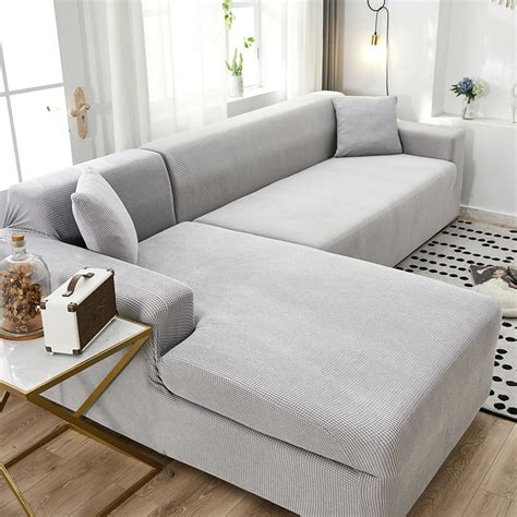 SAYFUT Sofa Covers for L Shape, Polyester Fabric Stretch Slipcovers 3 ...