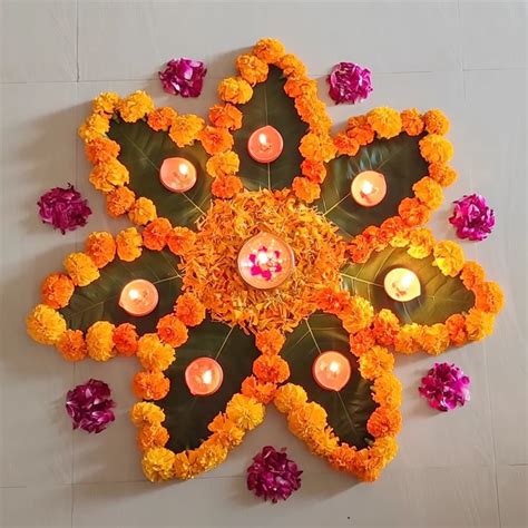 Simple Flower Rangoli Designs - AskMeGuy.com