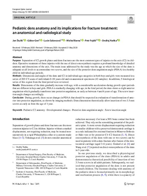 (PDF) Pediatric dens anatomy and its implications for fracture ...