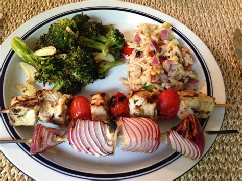 Swordfish Kabobs with Pine Nut Orzo Salad - John T Fitness