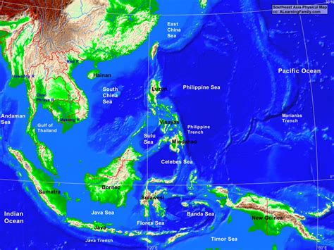 Southeast Asia Physical Map - A Learning Family