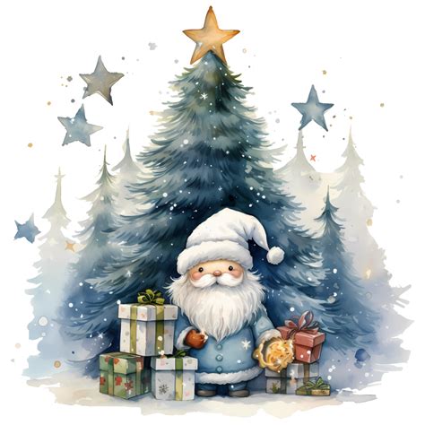 Christmas Gnome with Gifts Watercolor AI Generative 28632861 PNG