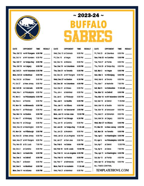 Buffalo Sabres Schedule 2024 24 Printable - Nerti Yoshiko