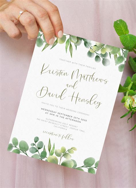 Download Printable Eucalyptus Greenery Wedding Invitation PDF