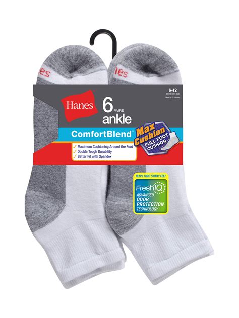 Hanes - Hanes Comfort Blend Ankle Socks, 6 Pack - Walmart.com - Walmart.com