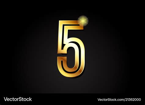 Gold number 5 logo icon design Royalty Free Vector Image