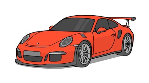 How to draw PORSCHE 911 GT3 RS 2016 / drawing Porsche 991 2015 sports ...