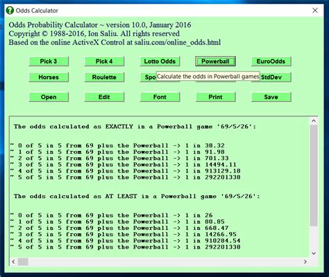 Offline Odds Calculator, Number Combination Generator