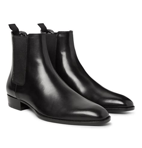 Saint Laurent Polished-leather Chelsea Boots in Black for Men | Lyst