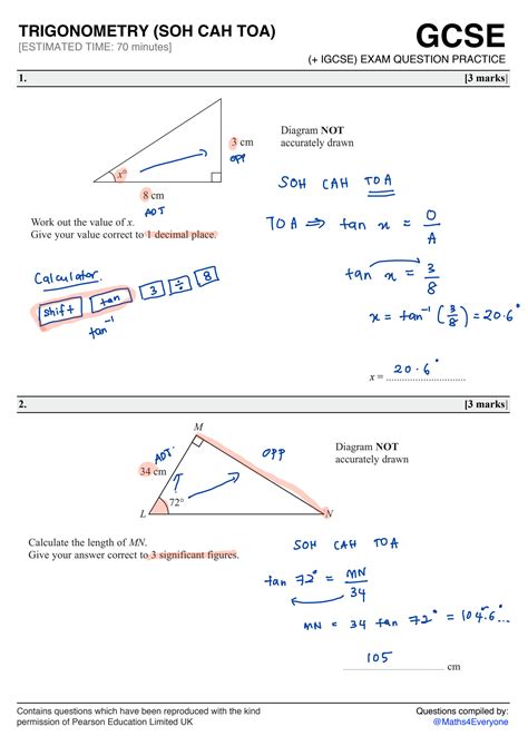 Trig Soh Cah Toa Worksheet