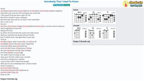 Chord: Somebody That I Used To Know - tab, song lyric, sheet, guitar ...