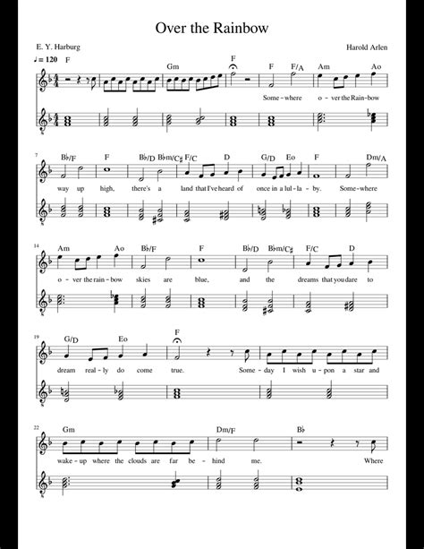 Over the Rainbow sheet music for Piano download free in PDF or MIDI