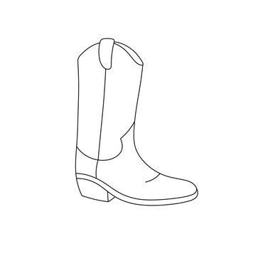 Cowboy Boots Vector Clipart Set Outline Stamp Drawing Graphic Wild West ...