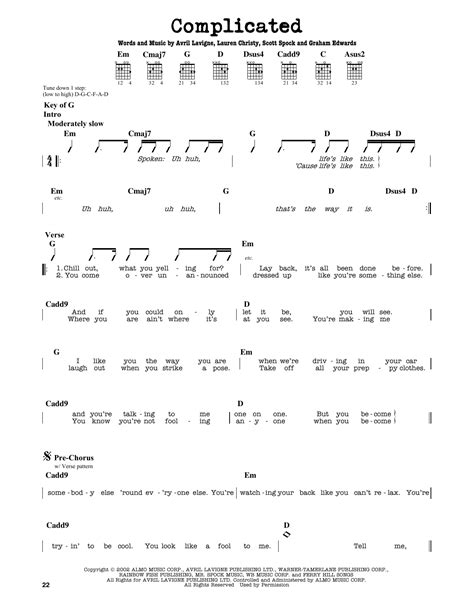 Complicated by Avril Lavigne - Guitar Cheat Sheet - Guitar Instructor