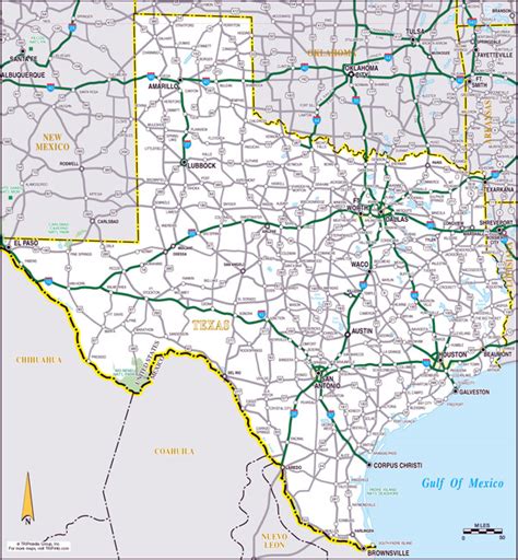 Large roads and highways map of the state of Texas | Vidiani.com | Maps ...