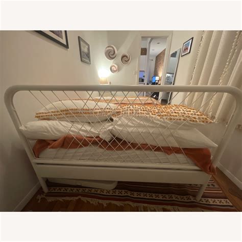 IKEA White Metal Bedframe Full Size - AptDeco