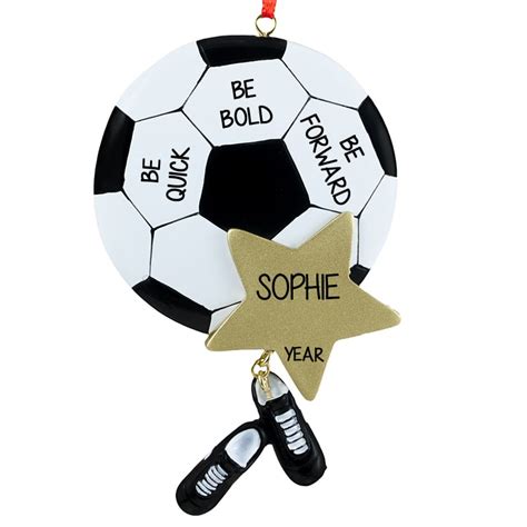 Personalized Soccer Ball Gold Star Christmas Ornament | Personalized ...