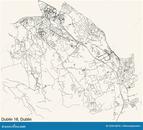 Street Roads Map Of The Postal District 18 D18 Of Dublin, Ireland ...