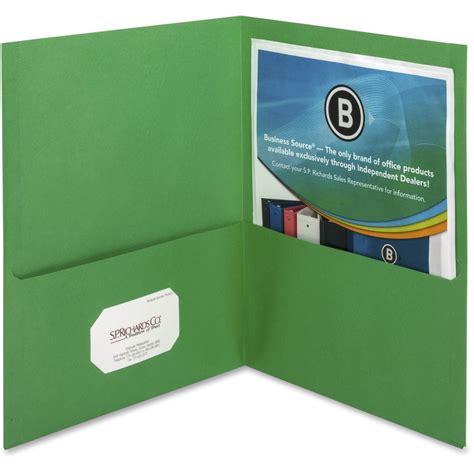 Business Source Letter Recycled Pocket Folder - 8 1/2" x 11" - 100 ...