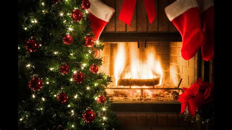 "Ultimate"burning log fireplace/Traditional Christmas songs"1080p ...