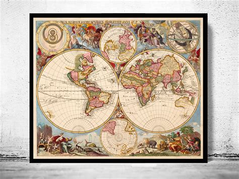 Old Map of the World 1700 Vintage Map Wall Map Print - VINTAGE MAPS AND ...