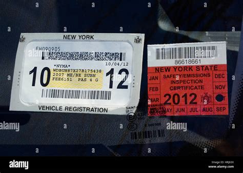 Vehicle Registration and Inspection Stickers Stock Photo: 135009614 - Alamy