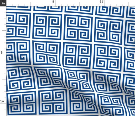 Classic Greek Key Fabric Greek Keys by Zephyrous Blue White Geometric ...