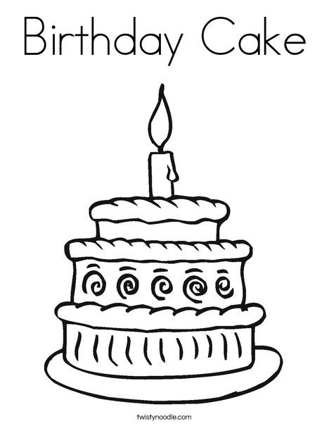 Birthday Cake Coloring Page - Twisty Noodle