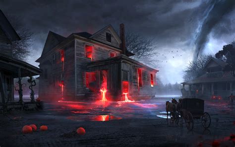 1440x900 Resolution Spooky Halloween House 1440x900 Wallpaper ...