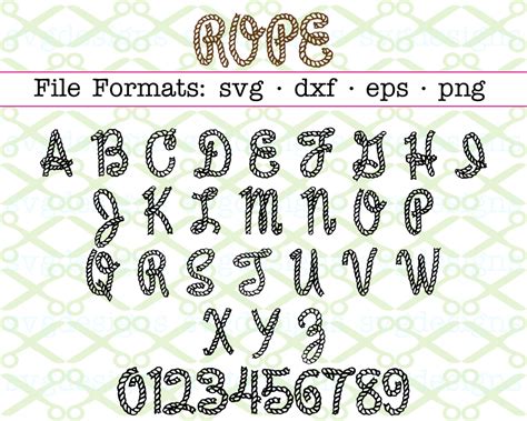 ROPE LETTERS SVG FONT -Cricut & Silhouette Files SVG DXF EPS PNG ...