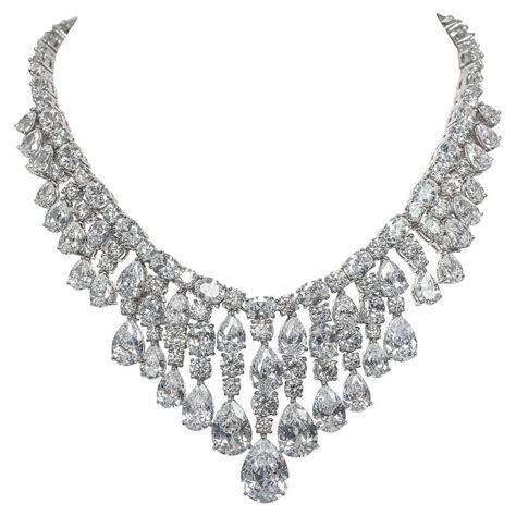 Magnificent Costume Jewelry Diamond Draperie Fringe Necklace For Sale ...