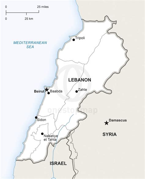 Vector Map of Lebanon Political | One Stop Map