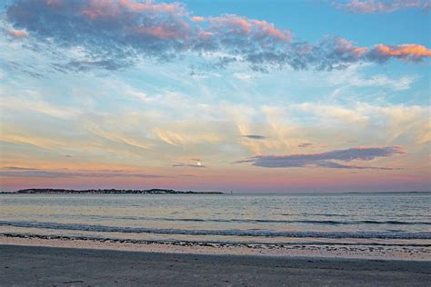 Moonrise over Nahant from Revere Beach Revere MA Red Sunset Photograph ...