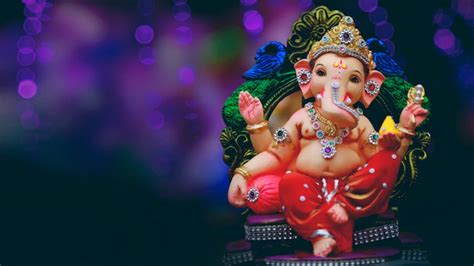 Purple Bokeh Background Lord Ganesh Chaturthi Vinayaka Vinayagar ...