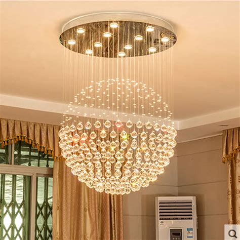 Z D80CM X Height 110CM Modern Round Crystal Chandelier Rain Drop Sphere ...