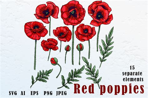 Red poppies clipart By ESHA | TheHungryJPEG