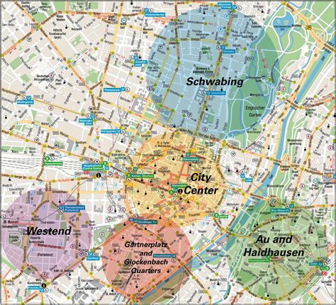 Munich quarters map - Ontheworldmap.com