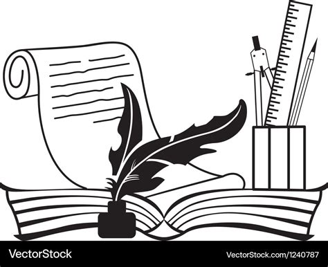 Book and pen Royalty Free Vector Image - VectorStock