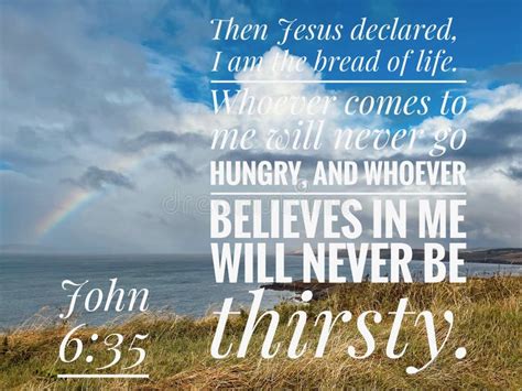 Bible Verse John 6:35 Bread of Life Stock Image - Image of poster ...