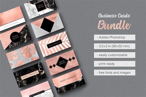 Rose Gold Business Cards Bundle by Moving Parallels on @creativemarket ...